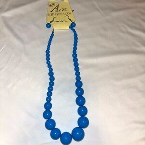 Y2K beaded necklace cobalt blue and matching earrings set